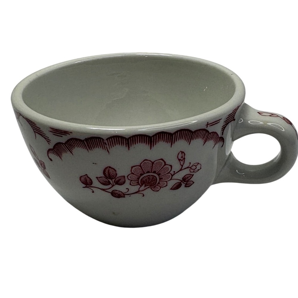 Shenango China Red Floral Coffee Cup RimRol WelRoc New Castle PA Vintage